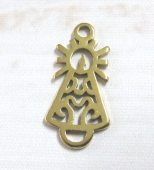 18. unidades. Conector Acero inoxidable Virgen del Pilar dorado. Tamao 24x9mm. Agujero superior  2mm / inferior 3x2mm